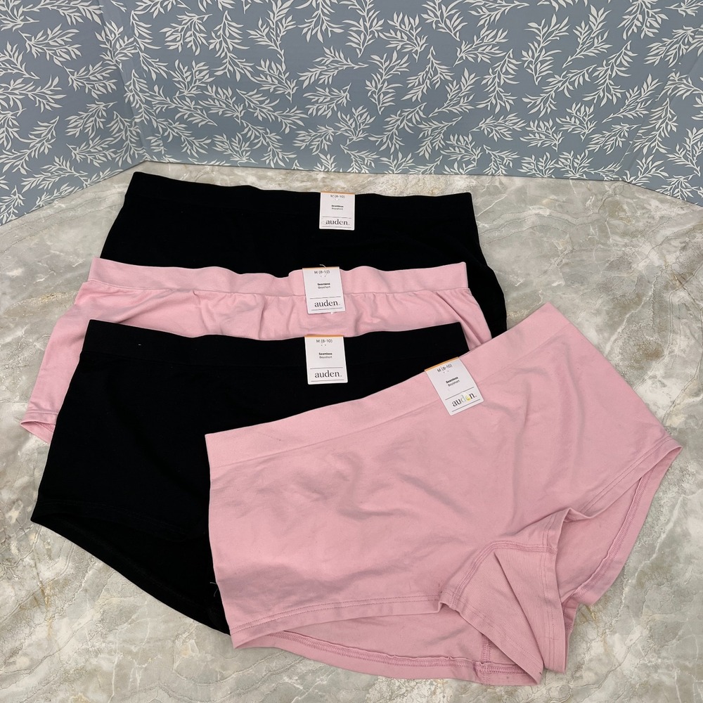 NEW lot Auden panties seamless boyshort underwear black pink 4pr M boxer brief